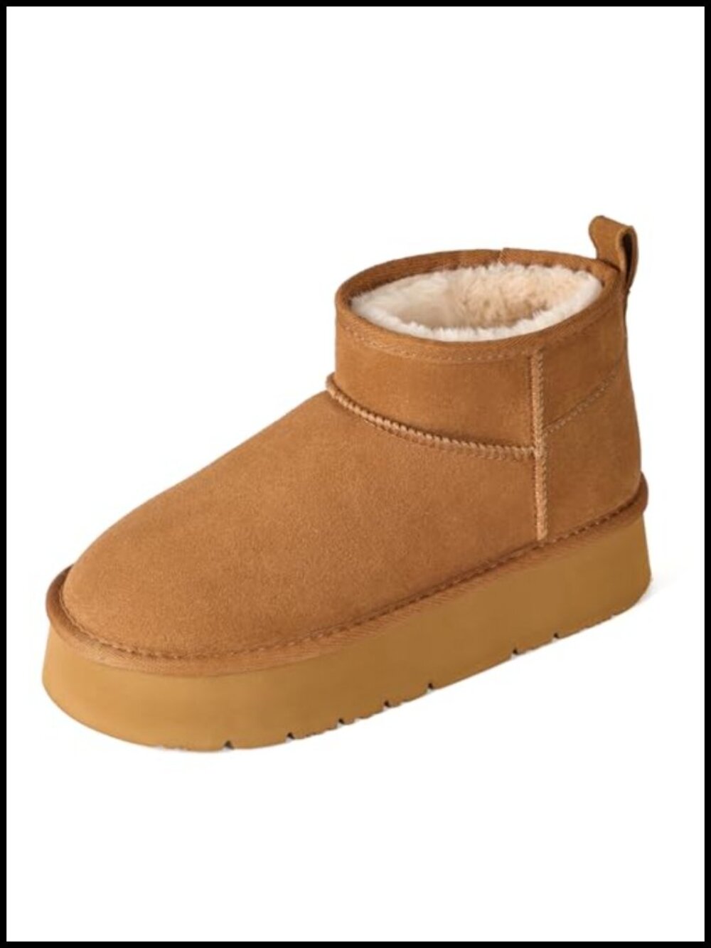 Genuine Suede Ankle Platform Boots Winter Snow Boots with Cozy Faux Fur Lining